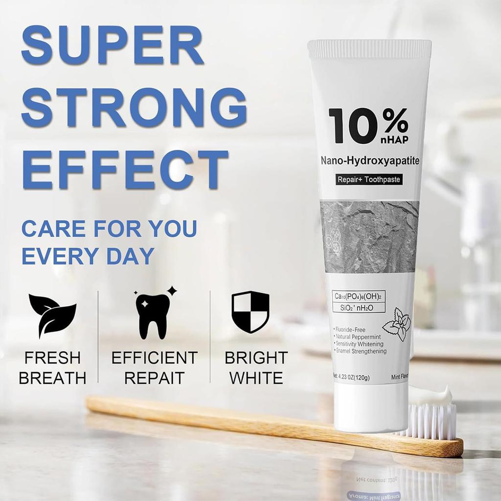Nano hydroksyapatitt tannkrem 10 % hydroksyapatitt Passer for sensitive tenner, bleking | Fluorfri, mynte, for munnpleie for voksne og barn