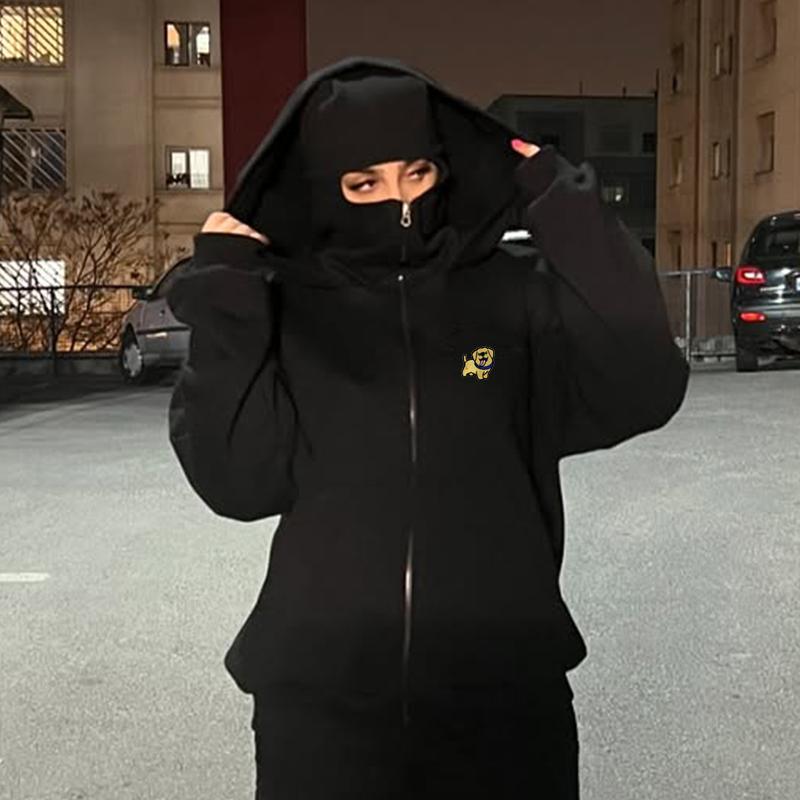 

Ветрозащитная спортивная куртка с капюшоном, вышивка с собакой, женская одежда, двойной модный капюшон, полиэстер, двойной капюшон S