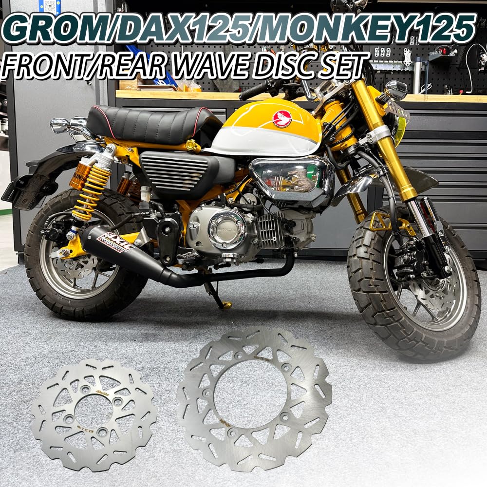 Mr Quick Honda DAX125 (ST125) / Monkey 125 Front (220mm) Rear (190mm) Wave Disc Rotor Front and Rear Set