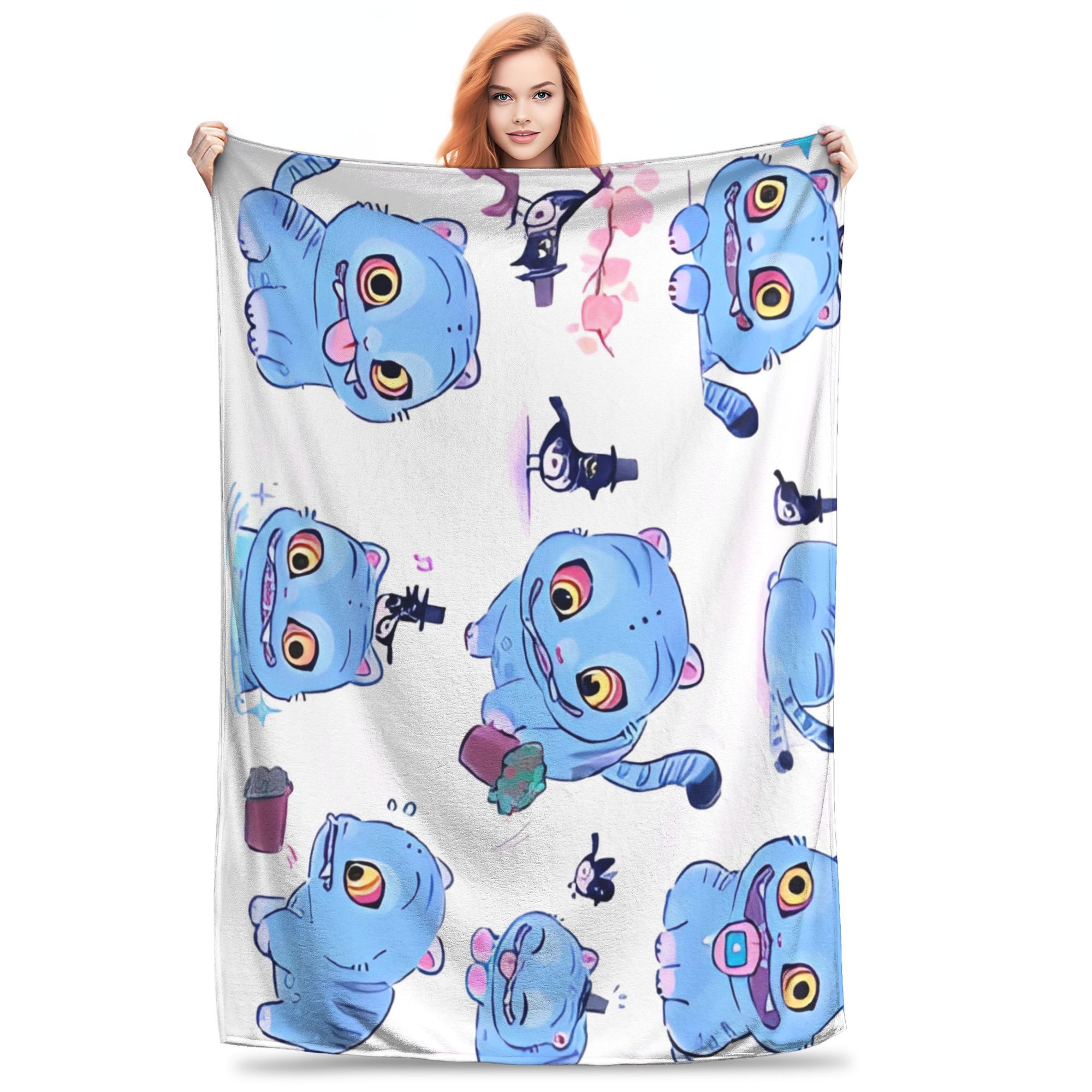 

BlanketKids Adult Decorative Tiger Blue KPop Demon Hunters Throw Blanket Flannel Bedspread For Bedroom Pattern Sofa Bed Cover 60x80cm чёрный