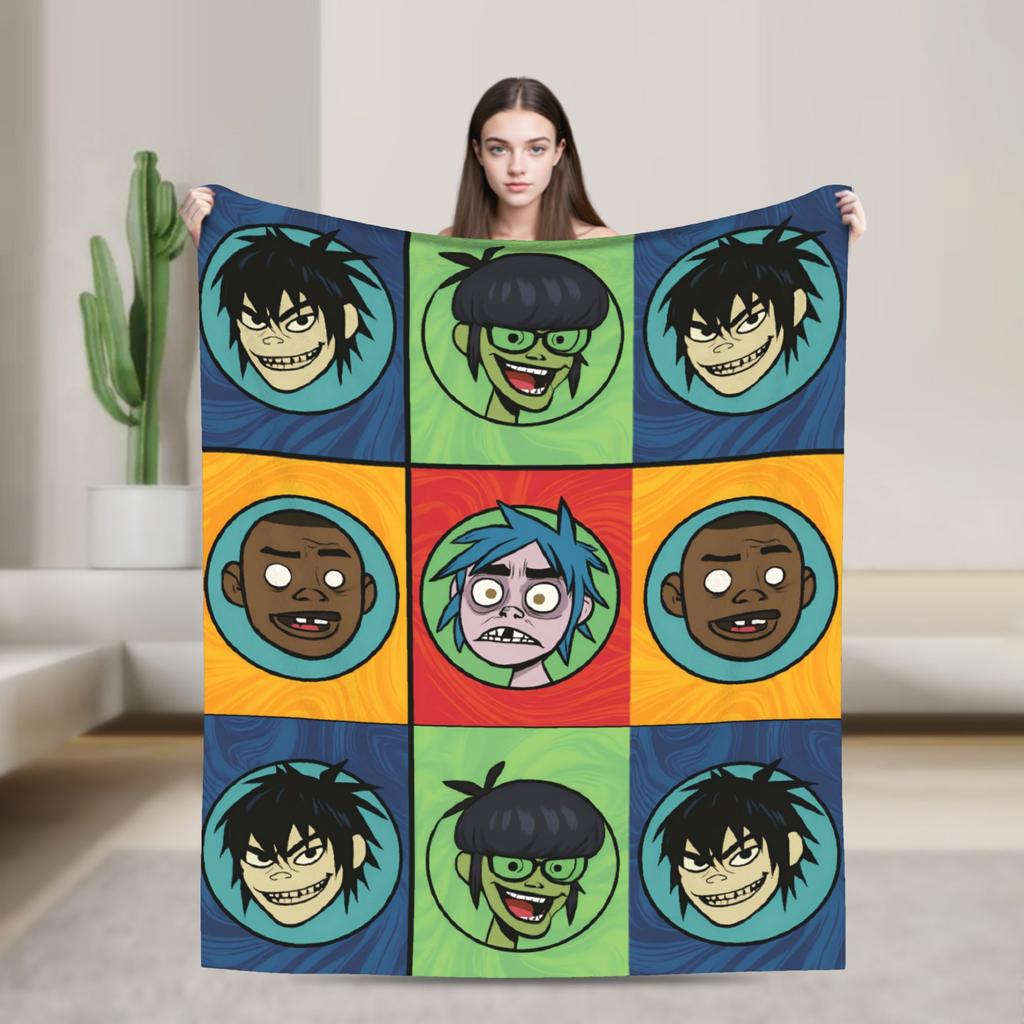 British GorillazS Virtual Band Rock Hip-Hop Blanket  Warm Soft Novelty Plush Throw Blanket For Travel Office Flannel Bed Cover