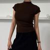 New Arrivals Open Run Women Slim Fit High Neck Soft Cap Sleeve Knitwear