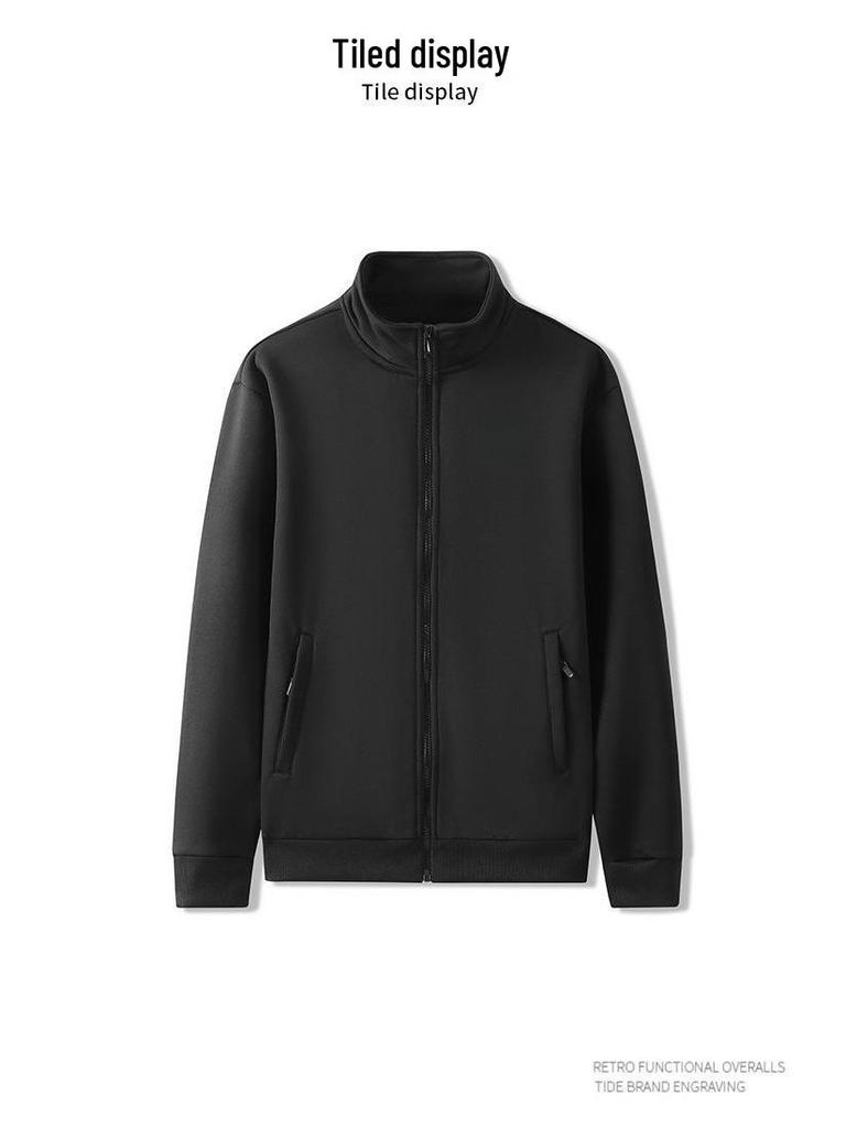 Męska bluza z kapturem na pluszowym podbiciu, z kołnierzem stojącym - Jesień/Zima, Przyjazna dla skóry, Codzienna, Wygodna, Modna.