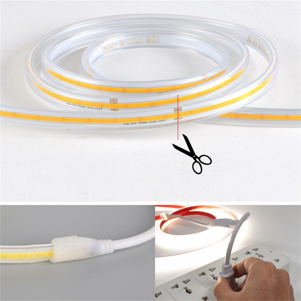 220v Led Ribbon Adhesive High Brightness COB Led Strip for Room Led Strip Flexible Ribbon for Home Kitchen Lighting