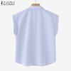 ZANZEA Chemise d'été pour femmes à col, manches courtes, chemises amples