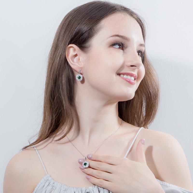 Zircon Stud Earrings Personalized Micro-Set Crystal Popular Necklace, Jewelry Small Set Chain