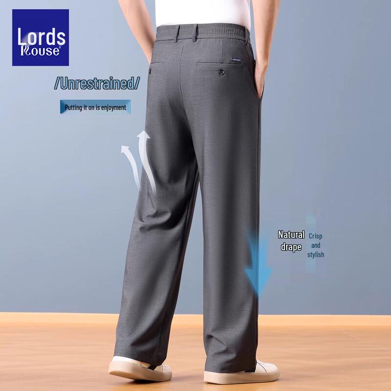 Luozi Men's Premium Linen Blend Wrinkle-Resistant Straight Casual Trousers