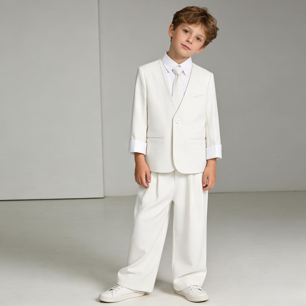 Completo da Bambino Primavera Nuovo Set Smoking Formale per Ragazzo Blazer Cravatta Pantaloni Set per Pianoforte Presentatore Discorso Cerimonia Outfit Scolastico Bambino Piccolo 8 10 Anni