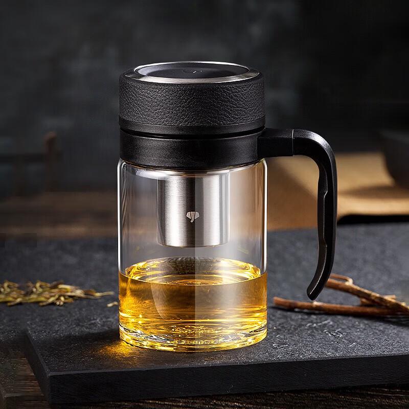 WANXIANG Borosilicate Glass Tea Cup with Handle and Infuser