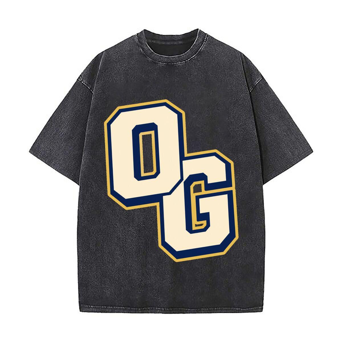 Bold Original Vibe Block Letters Retro Washed Distressed T Shirt Men Summer Casual Short Sleeve S