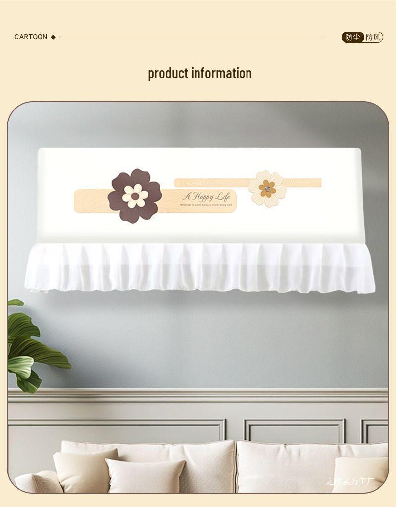 Air Conditioner Wind Deflector: Prevents Direct Blowing with Cute Print, Fits Hanging Units, Fully Enclosed Dust Cover Included.