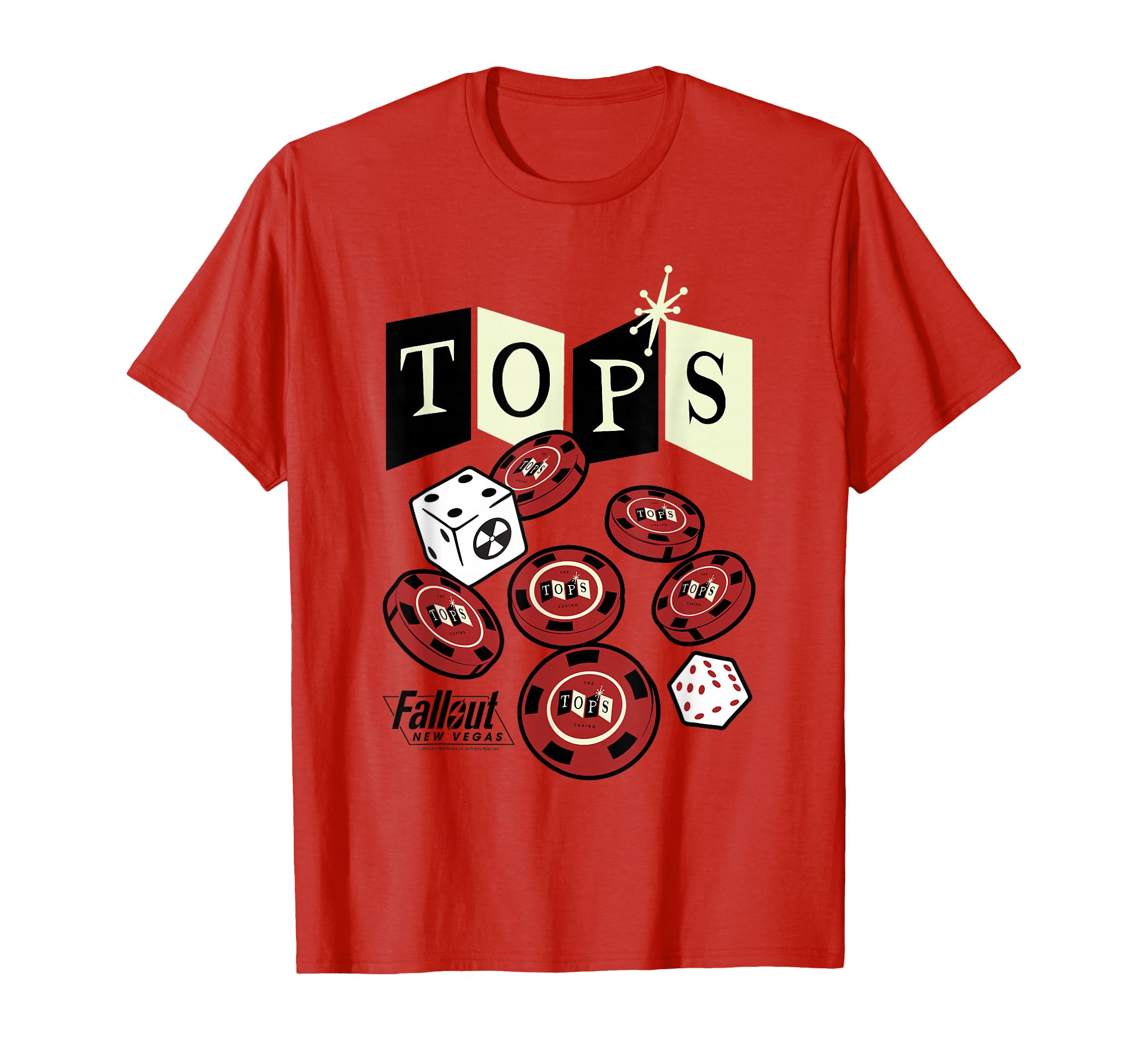 

Fallout Tops Casino New Vegas Chips and Dice Video Game T-Shirt