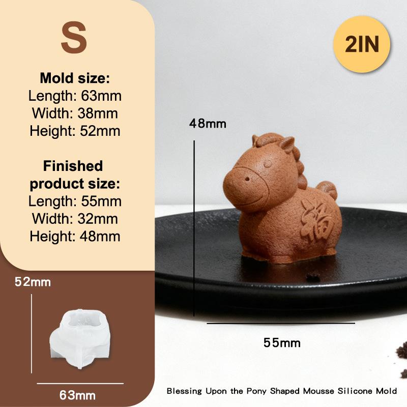 

Cartoon Horse Shape Silicone Cake Mousse Mold Horse Design Stereoscopic Chinese New Year DIY Decor Dessert Making Tools