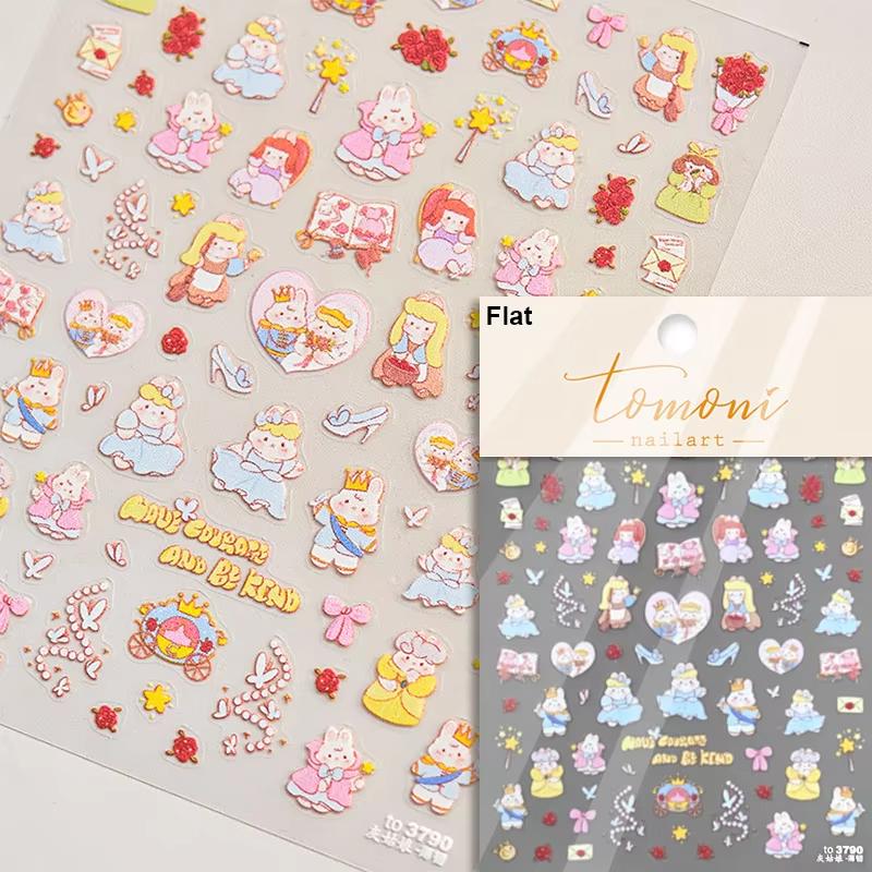 1pcs Cute Sketching Graffiti Animal Cat Dog Rabbit Bear Laser Nail Art Sticker Designs Self Adhesive Decoration Decal Acessories