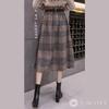 Asymmetrical Flared Midi Glen High with J-Scott Skirt, Length, Plaid, Waist, Tweed, Belt, Brown, JS23-BR-M