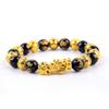 Pixiu Armband Feng Shui Rijkdom en Geluk Armband Heren Polsband Goudkleur Obisidiaan Steen Kralen Zwart Zes Karakter Cadeau