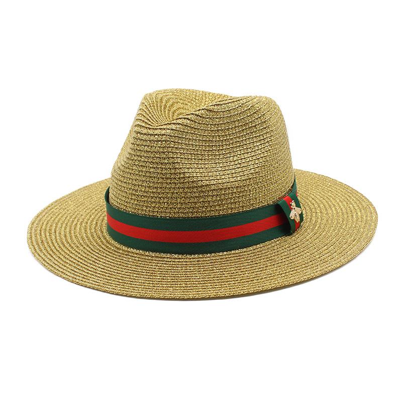Straw Hat Jazz Top Hat Versatile Bee Decoration Sunscreen Shade Panama Beach Hat