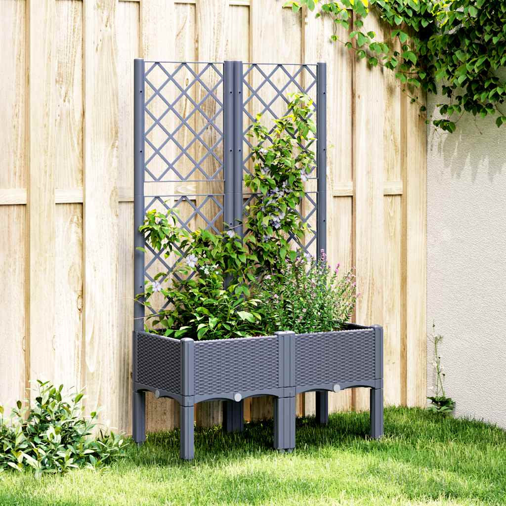 Planter with Trellis Blue Gray 80 x 40 x 142 cm PP