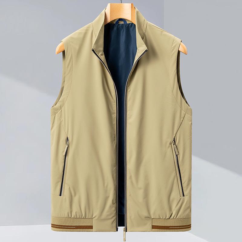 

Men s High-End Sleeveless Stand Collar Vest: Spring & Autumn Casual Stretch Jacket 2025 Edition XL хаки