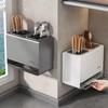 Gunmetal Kitchen Chopstick & Knife Storage: Wall-Mounted Draining Holder