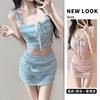 Pure Desire Style Sweet Solid Color Sling Lace Slimming Conservative Skirt Hot Vacation Swimsuit Women's