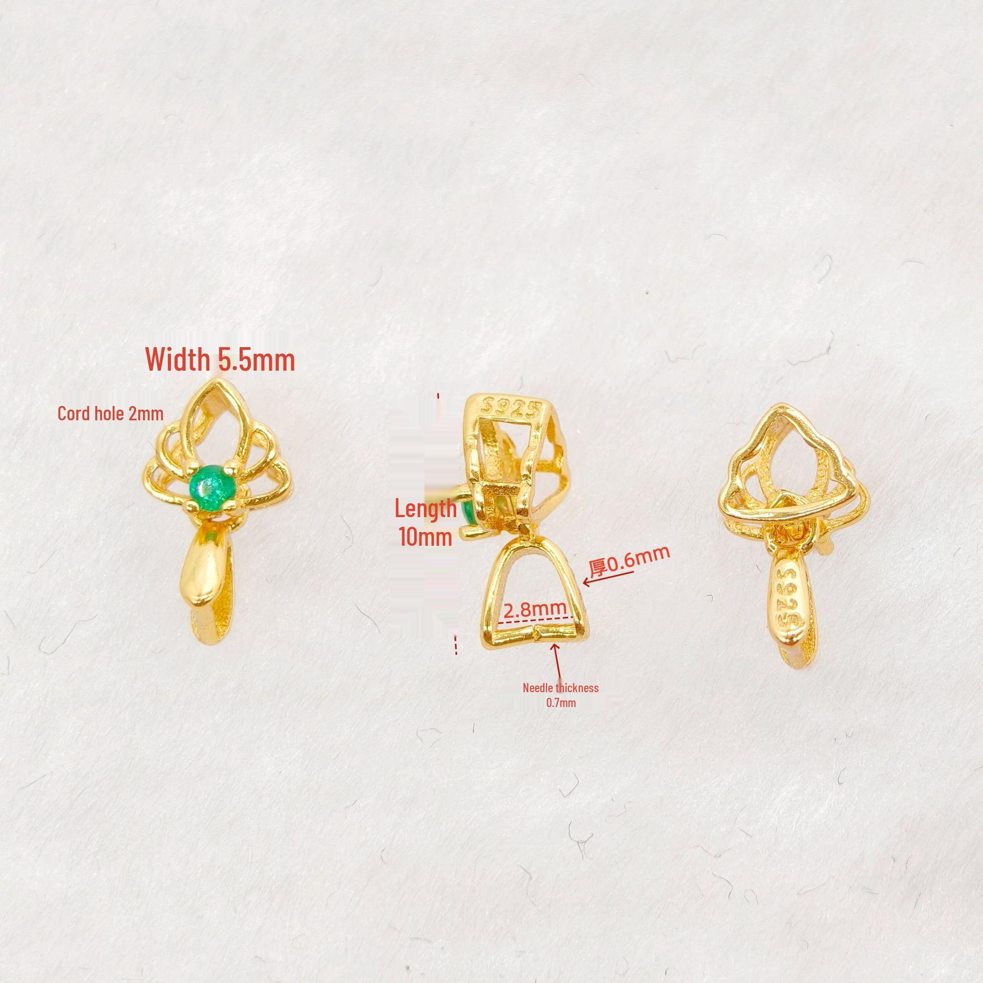 Sterling Silver Lotus Jade Melon Seed Pendant Necklace Clasp золотой