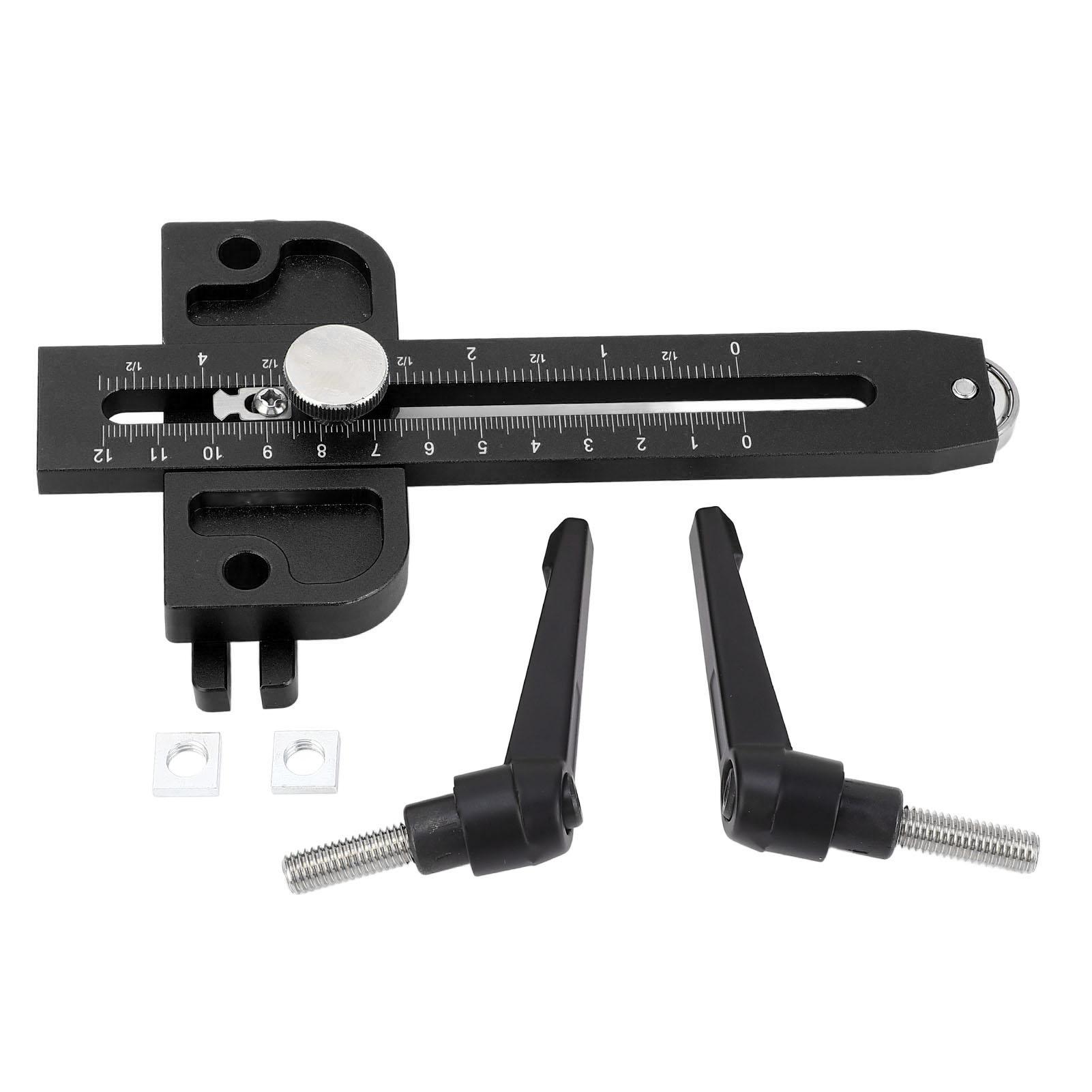 

Table Saw Jig Guide with Roller Dual Scale Woodworking Thin Ripping Guide Locator Fits for 3 4x3 8 3 8x1 4 Inch T Slot