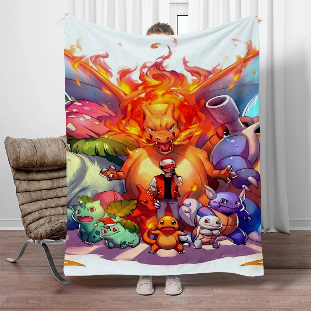 31 Style Pokemon Cartoon Cute Pikachu 3D Soft Flannel Blanket for Bed Bedroom Sofa Picnic,Throw Blankets for Kids Outdoors Gift
