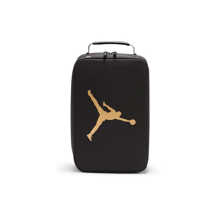 Jordan Basic Gold Logo Zipper Handheld Bag Shoe Box Tote Bag Polyester Travel Storage Bag Unisex bags Black DH0415-010 Black