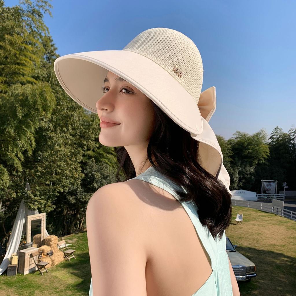 Summer UV Resistant Hollow Top Hat with Enlarged Brim Sun Protection Hat Detachable and Breathable Outdoor Fisherman Hat