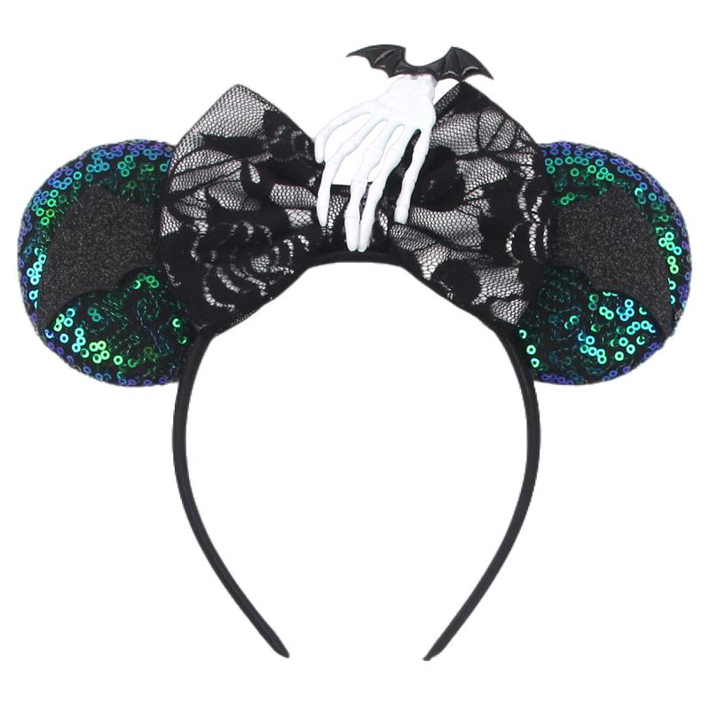Halloween Mouse Ears Headband Sequins Bow Hairband For Women Featival Party DIY Hair Accessories Boutique