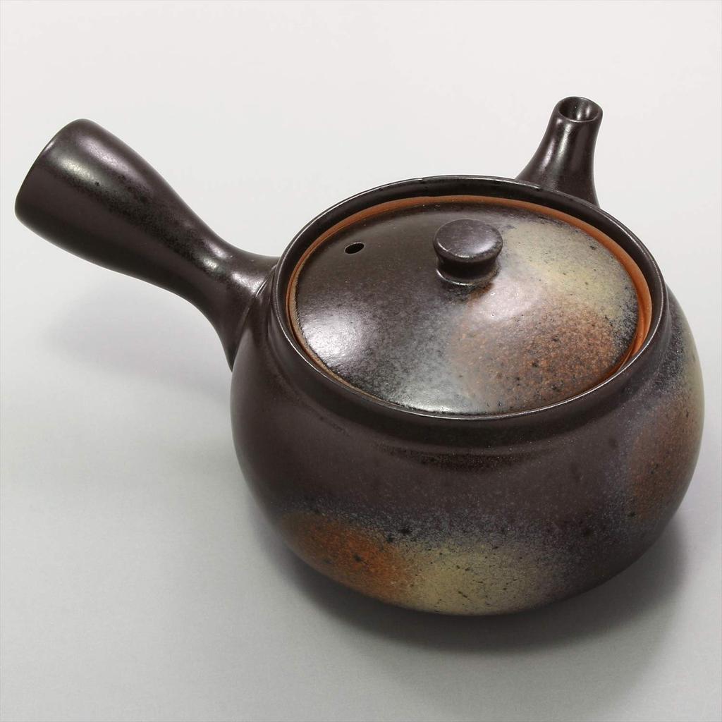 Mino ware large teapot with ample pouring capacity (approx. 400ml), suitable for 2-3 people, Bizen-style, brown, plain ceramic, made in Japan. (500-38