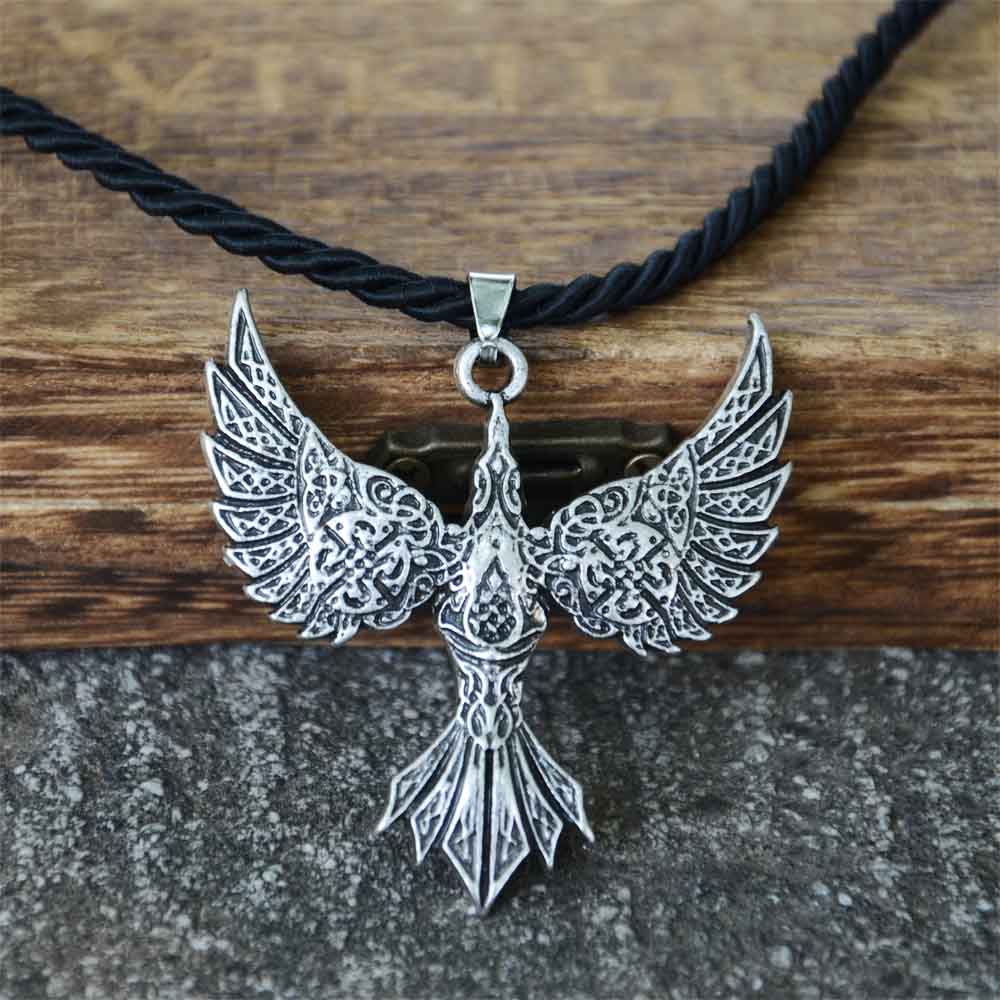 Nostalgia Vintage Soaring Phoenix Pendant Norse Viking Bird Amulet Punk Necklace For Men Women Jewellery Gifts