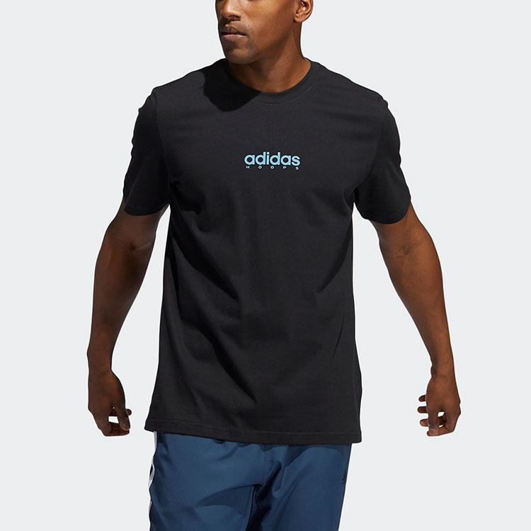Adidas Swish Tee Letter Print Basketball Sports Short Sleeve T-Shirt Men Tops Black GN5119