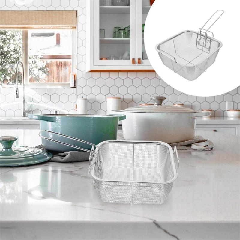 Stainless Steel Frying Basket Square Steaming Basket Convenient Cooking Tools Air Fryer Accessories for Air Fryers