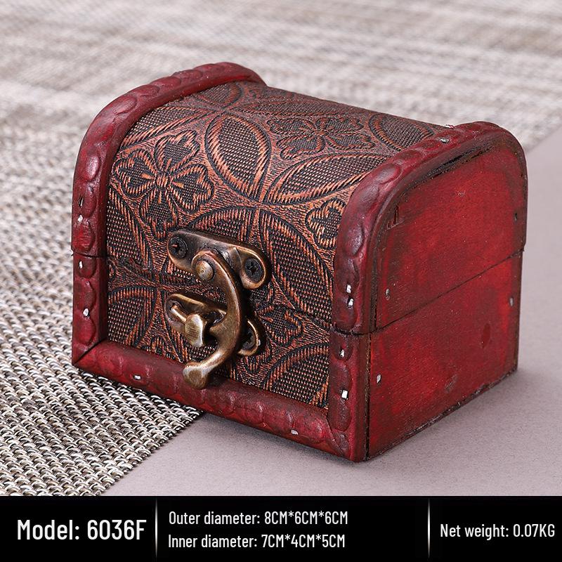 European Retro Wooden Jewelry Storage Organizer Box 8x6.5x6cm