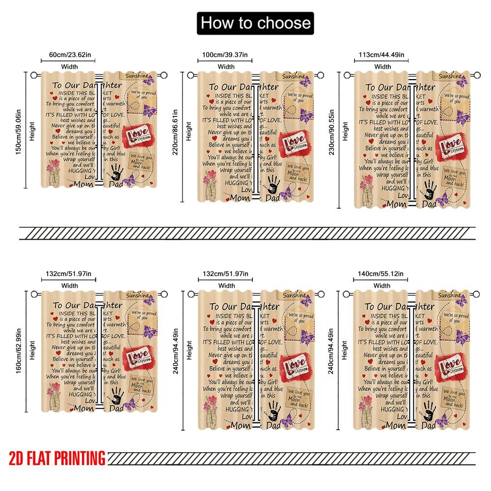 2pcs,2D Plane Printing Creative Curtains Love Letter Quilt Polyester Easy Install (without Rod) Art Deco Festive Perfect for