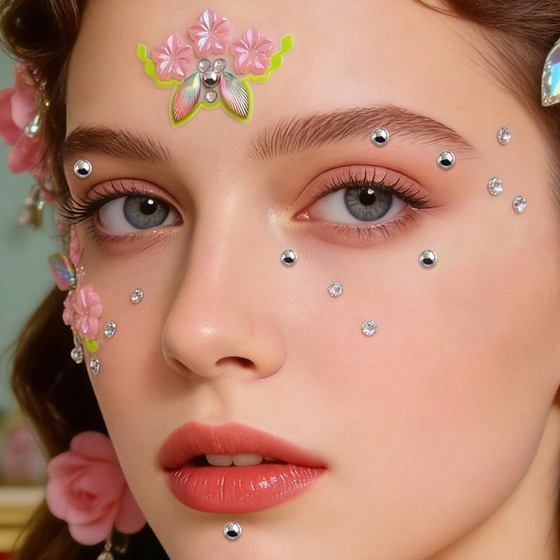 Face Jewel Stickers Iridescent Rhinestone Self Adhesive Removable for Beach Party EDM Festival Makeup Decor