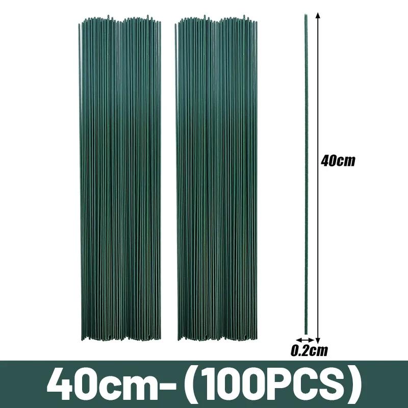 Green Flower Stem Sticks Plastic-clad Iron Stem For DIY Rose Flowers Head Stick Rods Bouquets Arrangement Wrapping And Crafts