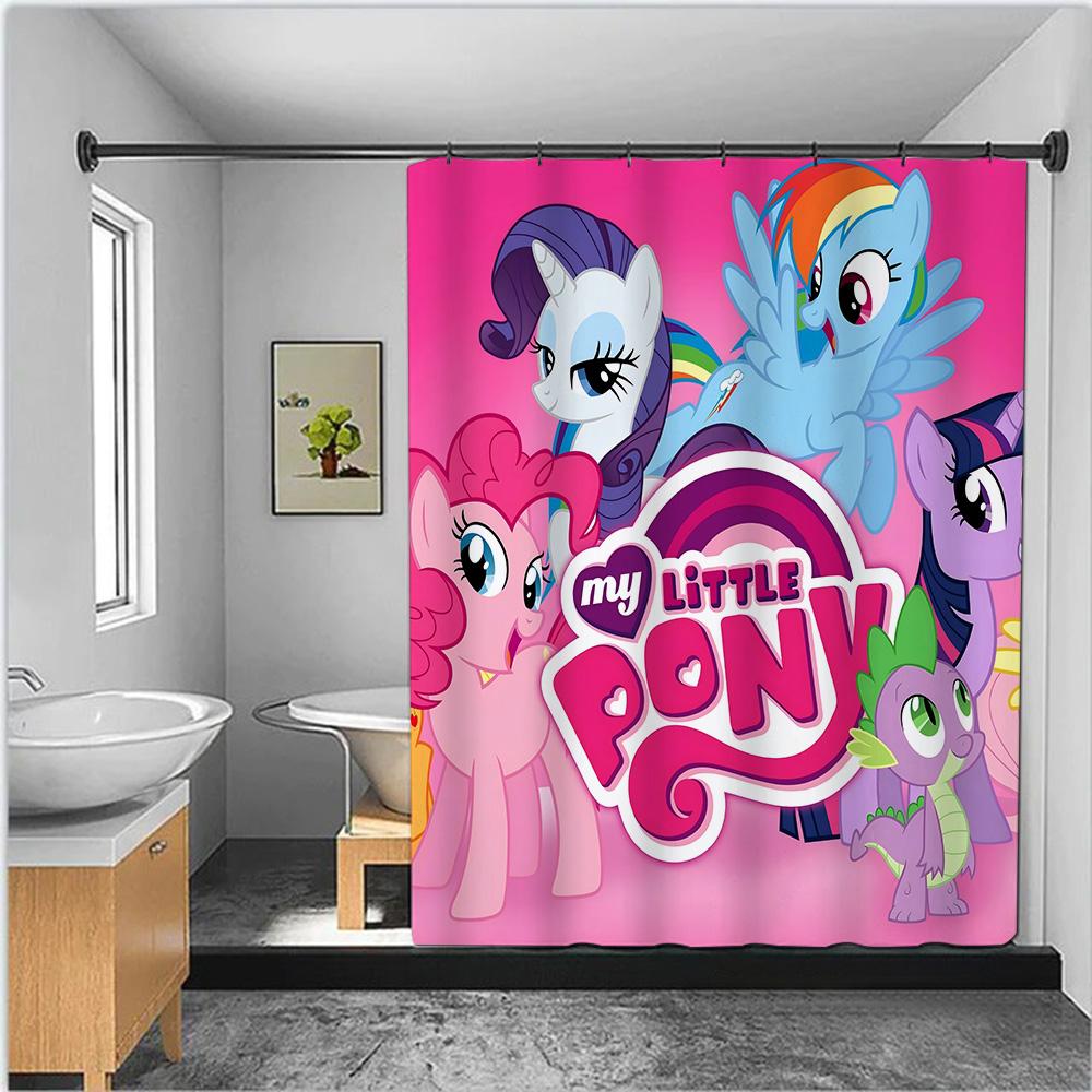 Hot Cartoon My L-Little P-Pony Shower Curtain Waterproof Polyester Fabric Paint Colorful Bath Curtains Curtain with Hook