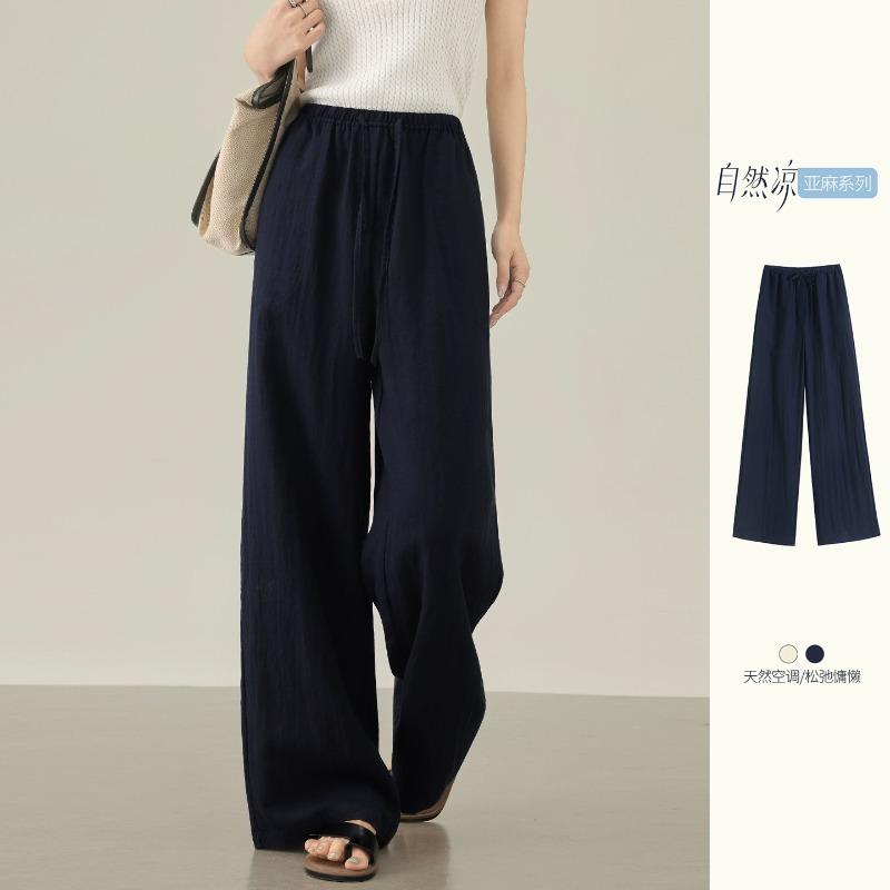 Tencel linen pants women's summer thin new casual drape loose small cool straight wide-leg pants