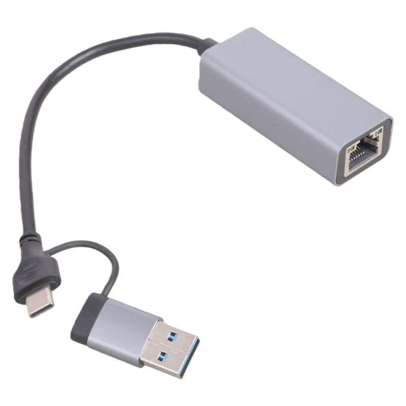 Aluminum USB C Ethernet Adapters 5000/2500/1000Mbps Fast Speed RJ45 Converters Plugs And Play For Laptop PC