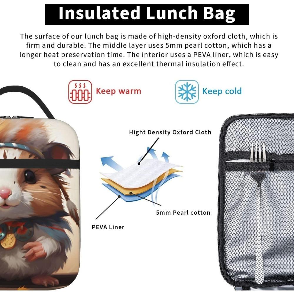 Isolierte Lunchtasche, Niedliches Tier Auslaufsichere Lunchbox Tragetasche Kühler Lunch-Organizer für Arbeit, Picknick, Reise, Camping L