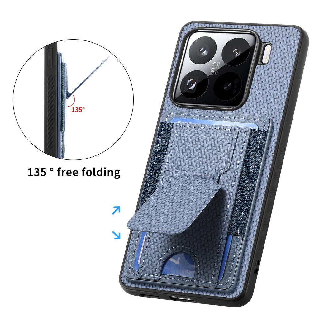 Pro Xiaomi 15 Pouzdro Stojánek Držák na karty Kožený zadní kryt