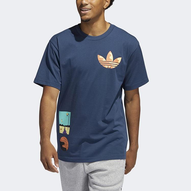 Adidas Originals Surrealer Sommer Batik-Print Logo T-Shirt Herren Tops Marineblau GN3902