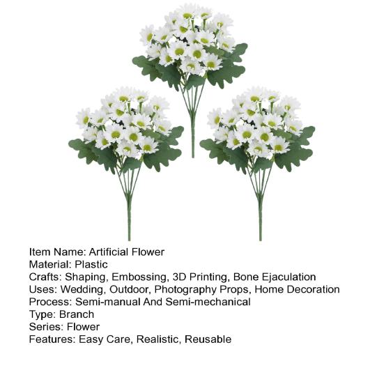 3/15 st Konstgjord blomma 7 grenar UV-beständig Falsk plastblomma Hem Bröllop
