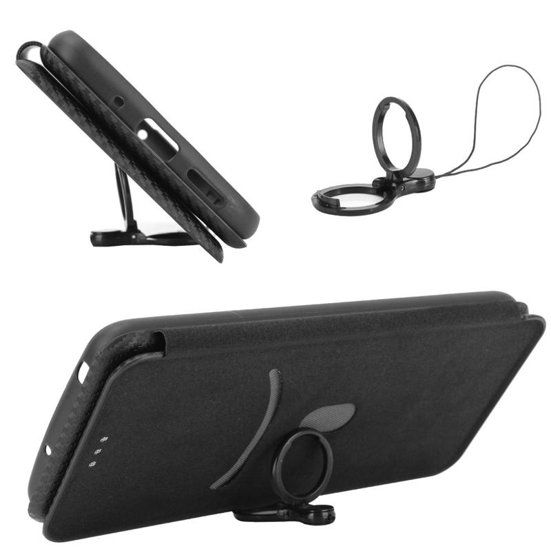 Phone Case with Card Holder for iPhone 15 Pro Max,Carbon Fiber Texture Leather Stand Cover