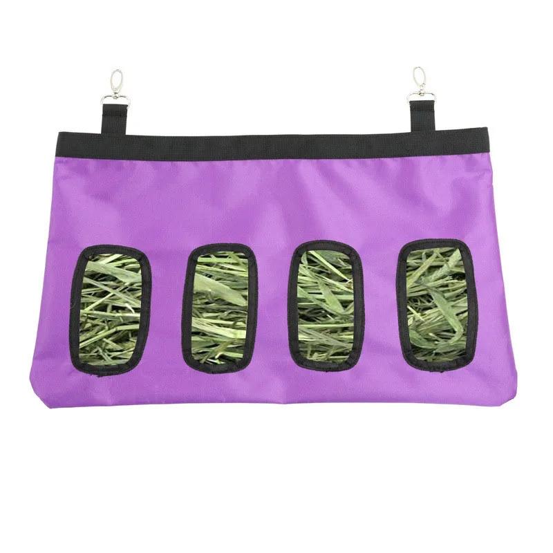 4 Holes Hay Bag Hanging Pouch Feeder Holder Feeding Dispenser Container for Rabbit Pig Small Animals Pet Bunny Cage Accessories