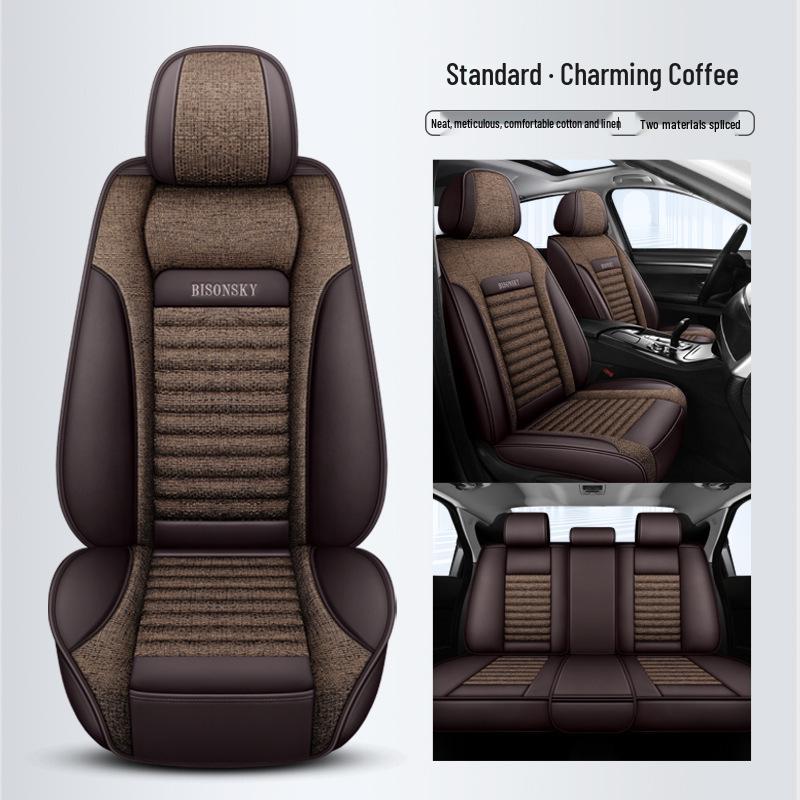 Hyundai Car Seat Cushion Cover for Reina, Elantra, Avante, Verna, Accent - Linen, Fits Five-Seat Models
