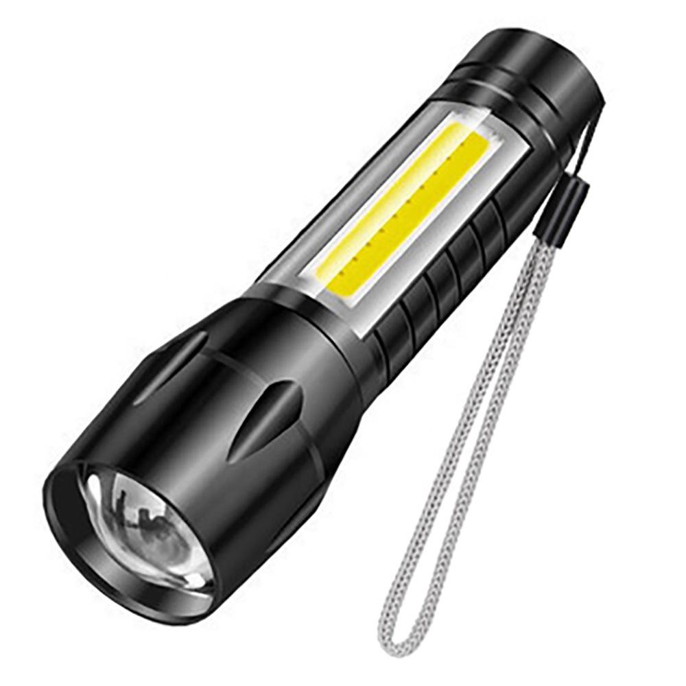 COB Strong Light Flashlight: Portable USB Rechargeable LED Mini Flashlight with Retractable Design and Customizable Logo.